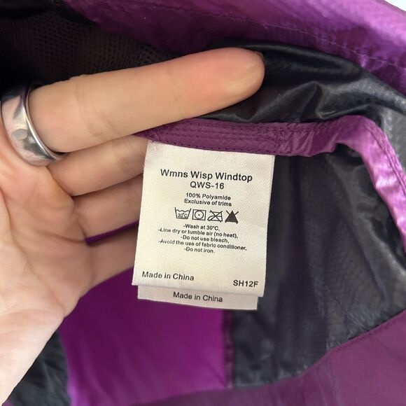 Rab Windbreaker Wisp Jacket L Purple Hidden Hood Pertex Microlight Womens - Stai - Picture 3 of 7
